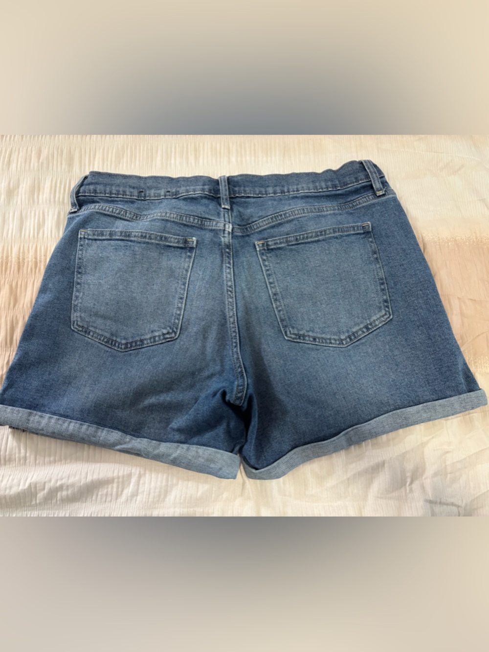 GAP Distressed Rolled Hem Denim Shorts - Medium Blue - Picture 4 of 4